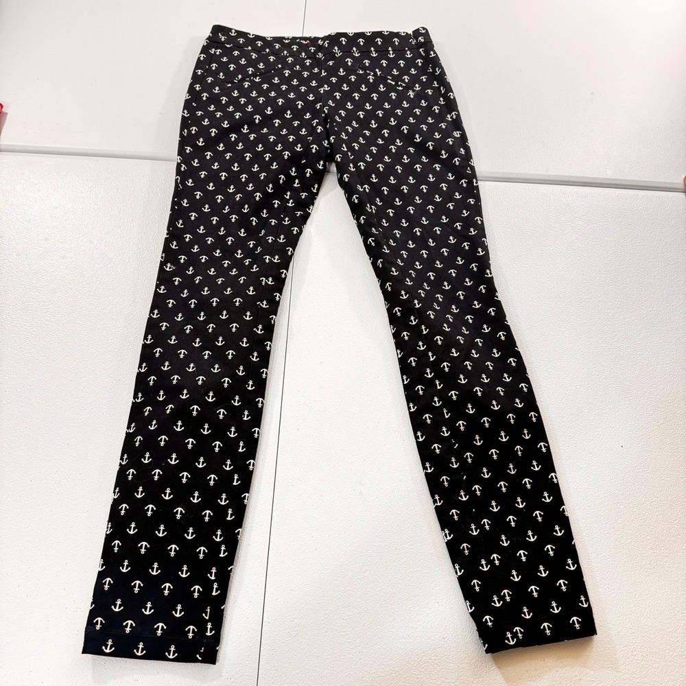 Y2K Gap Super Skinny‎ Khakis Anchor Print Black Women's Pants Size 00